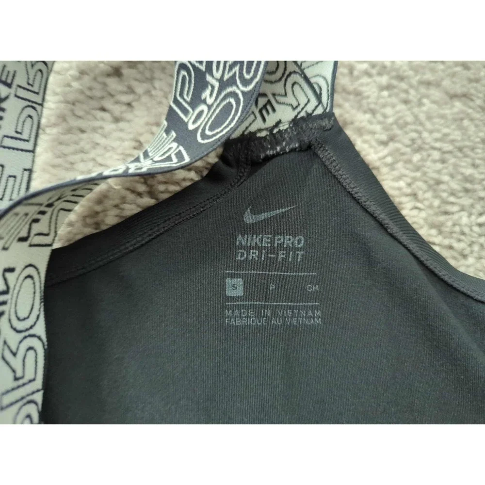 Nike Pro Tank Top Womens S Black Racerback Logo Dri-Fit Athletic Gym Training‎